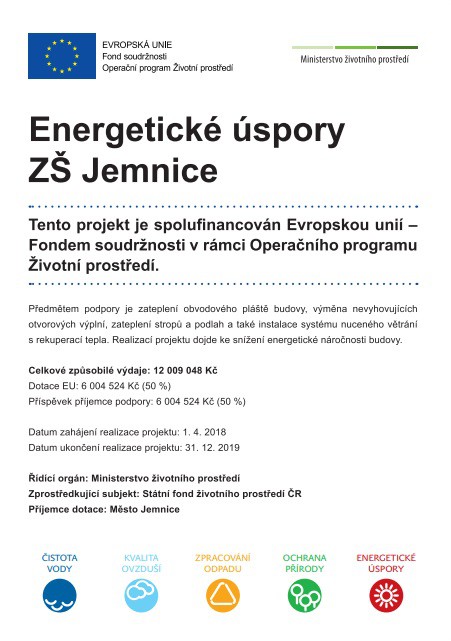 Energetické úspory ZŠ Jemnice